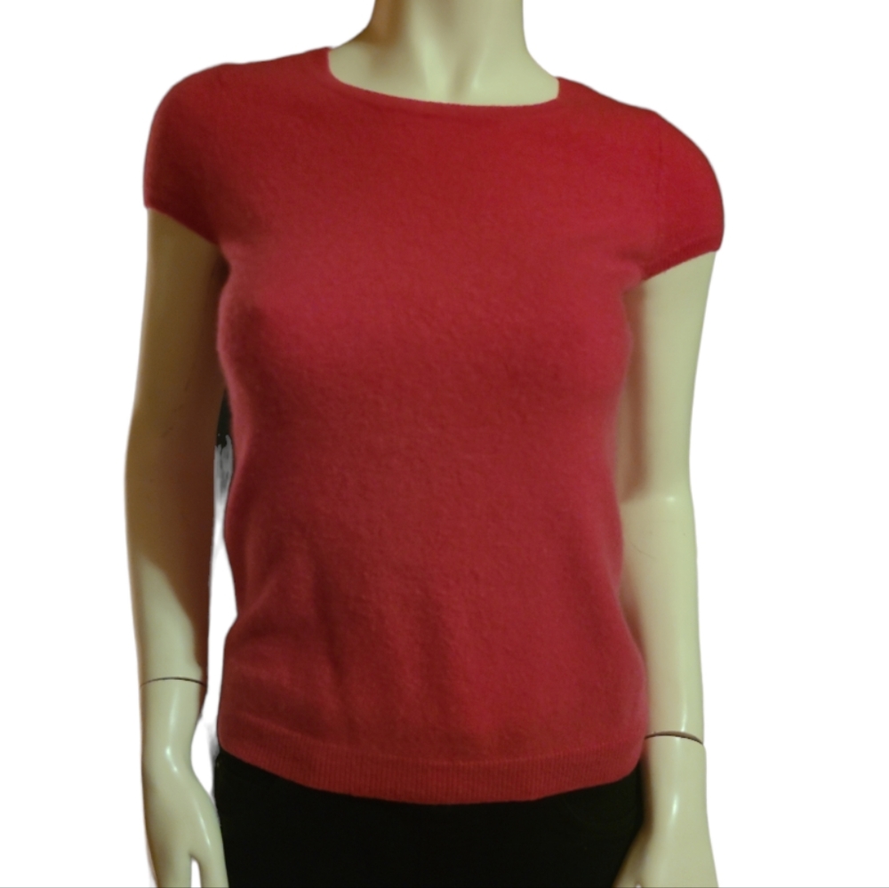 Saks Fifth Avenue* 100% Cashmere* Cap Sleeve Sweater* Red* Sz M